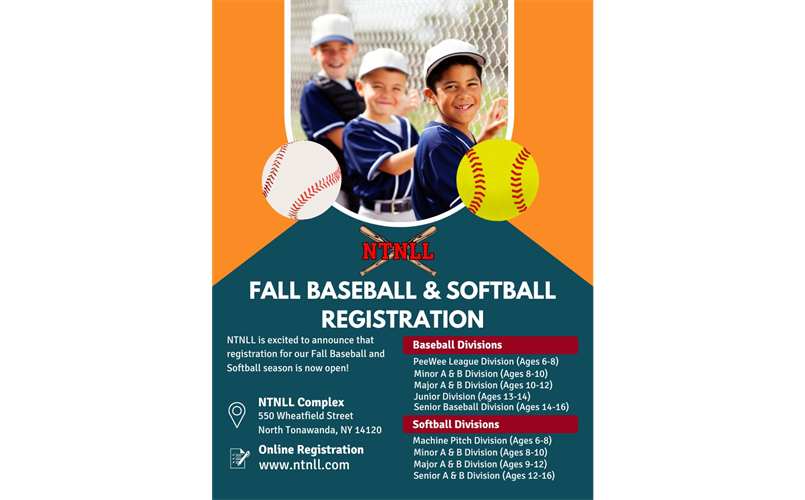 Fall Baseball and Softball Registration Now Open!!